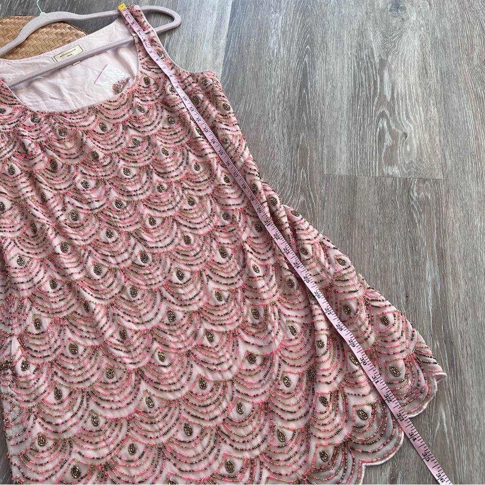 NEW‎ Anthropologie beaded embroidered scalloped shift dress women’s size 8 - Picture 7 of 14